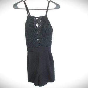 Size S CHARLOTTE RUSSE Black Romper Dress Cross Strap Back Bra Cup Inserts